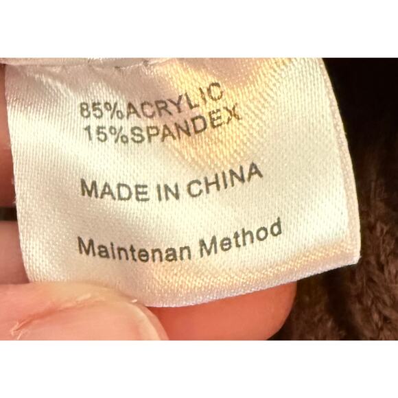 Zesica‎ Women's M Boho Longline Open Round Hem Waffle Knit Brown Sweater Staple - Picture 4 of 9